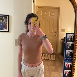 Hippie Rose Tan Ribbed Crop Top